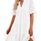 💕2025 Sommer Heißer Verkauf 50% Rabatt💕🌸lässiges Minikleid mit ausgehöhlter Spitze und Rüschen für Damen