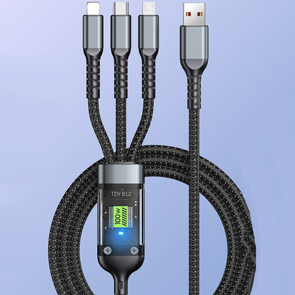 Kaufen Sie 1 und erhalten Sie 1 gratis🔥3-in-1 100W Transparentes Schnellladekabel