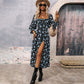 Elegantes, bedrucktes Kleid mit langen Ärmeln und Schlitz für Damen