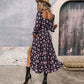 Elegantes, bedrucktes Kleid mit langen Ärmeln und Schlitz für Damen