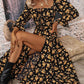 Elegantes, bedrucktes Kleid mit langen Ärmeln und Schlitz für Damen