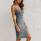 🌷Frühling Vorverkauf 50% Rabatt🍃Denim U-Ausschnitt Neckholder-Kleid mit Schlitz und verstellbaren Schulterträgern