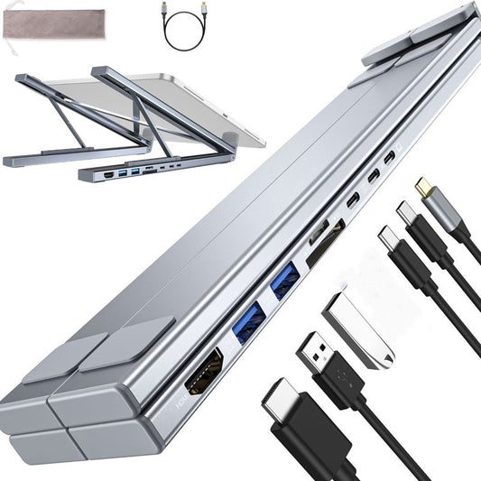 💥50 % Rabatt + versandkostenfrei: 8-in-1-USB-C-Dockingstation und Laptop-Ständer – 8 Anschlüsse, 4K-HDMI und höhenverstellbar für mehr Produktivität 🖥️