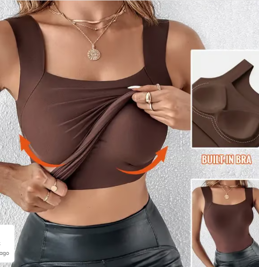 ✨👚 Damen Thermo-Tanktop mit integriertem BH – Warm + Dehnbare Passform + 3 Farben! ✨
