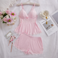 ⏳ NUR BEGRENZT: 50% RABATT!+Portofrei ab 2 Stück!! 🚀💖Nachtwäsche-Set aus Camisole und Shorts mit V-Ausschnitt und Spitzenbesatz✨Sanft und sexy – auch zu Hause sollst du stilvoll glänzen!