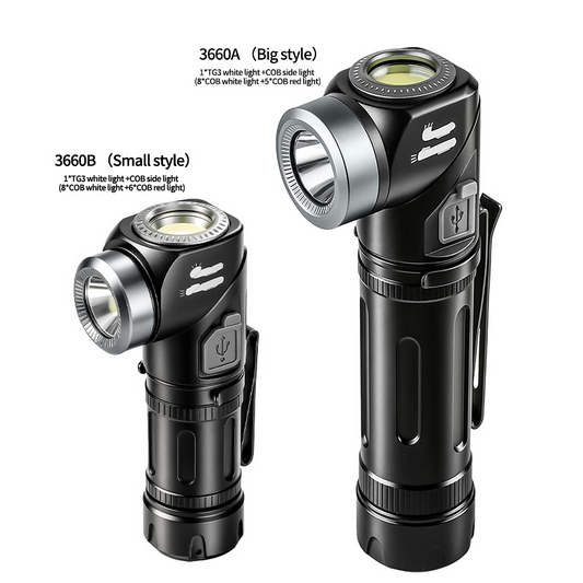 💡Um 90° drehbare LED-Stirnlampe & Taschenlampe 2-in-1 - Magnetfuß, USB-C & Rotlichtmodus | IPX4, Aluminiumlegierung