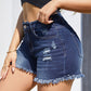 Damen-Stretch-Denim-Shorts mit hohem Bund