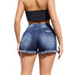 Damen-Stretch-Denim-Shorts mit hohem Bund