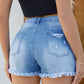 Damen-Stretch-Denim-Shorts mit hohem Bund